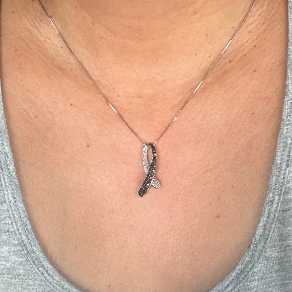 Lab Created Black Diamond Twist Pendant - Picture 1 of 5